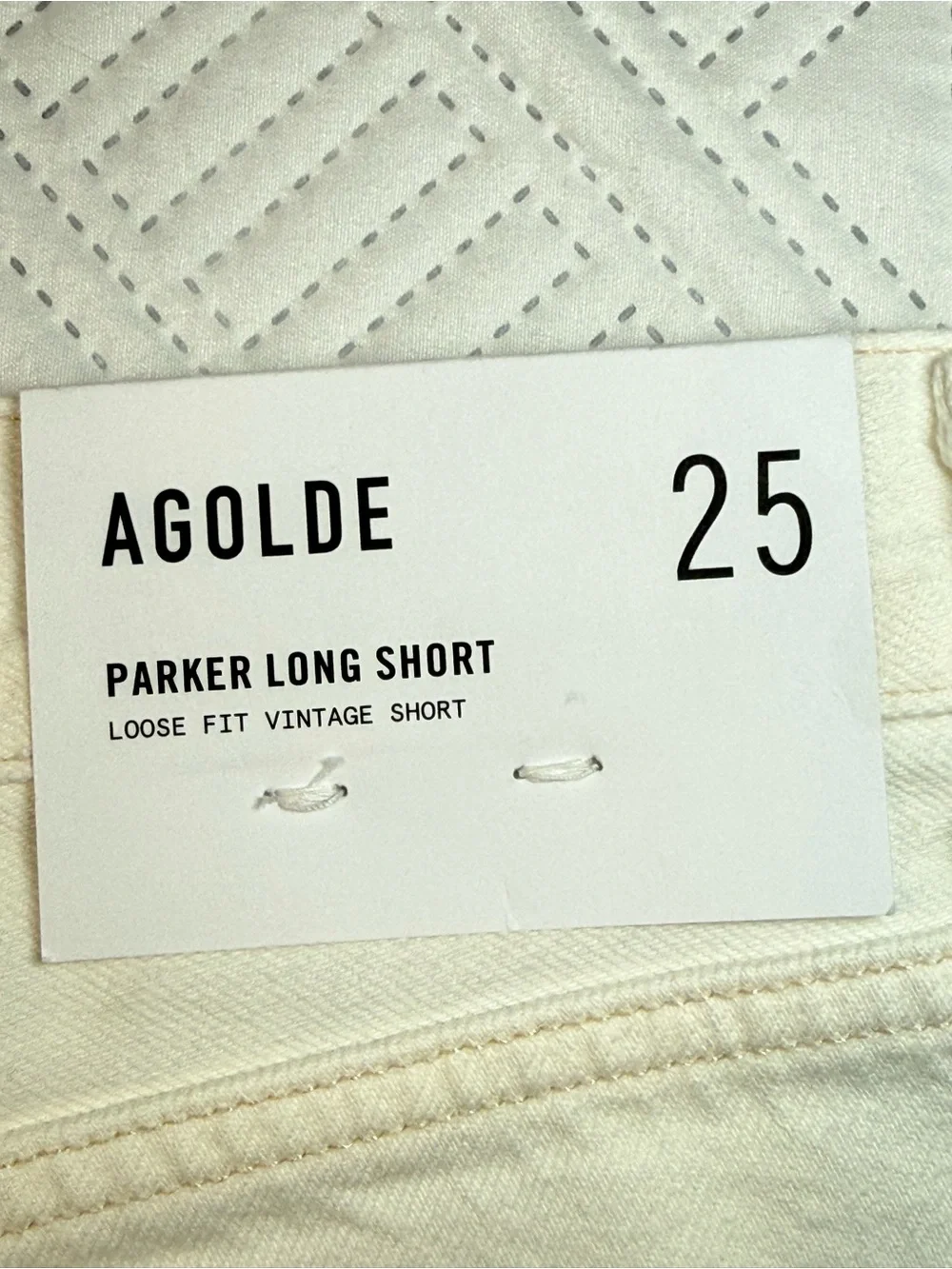 AGOLDE Parker Long Loose Fit Vintage Shorts Size 25 In Panna Cotta